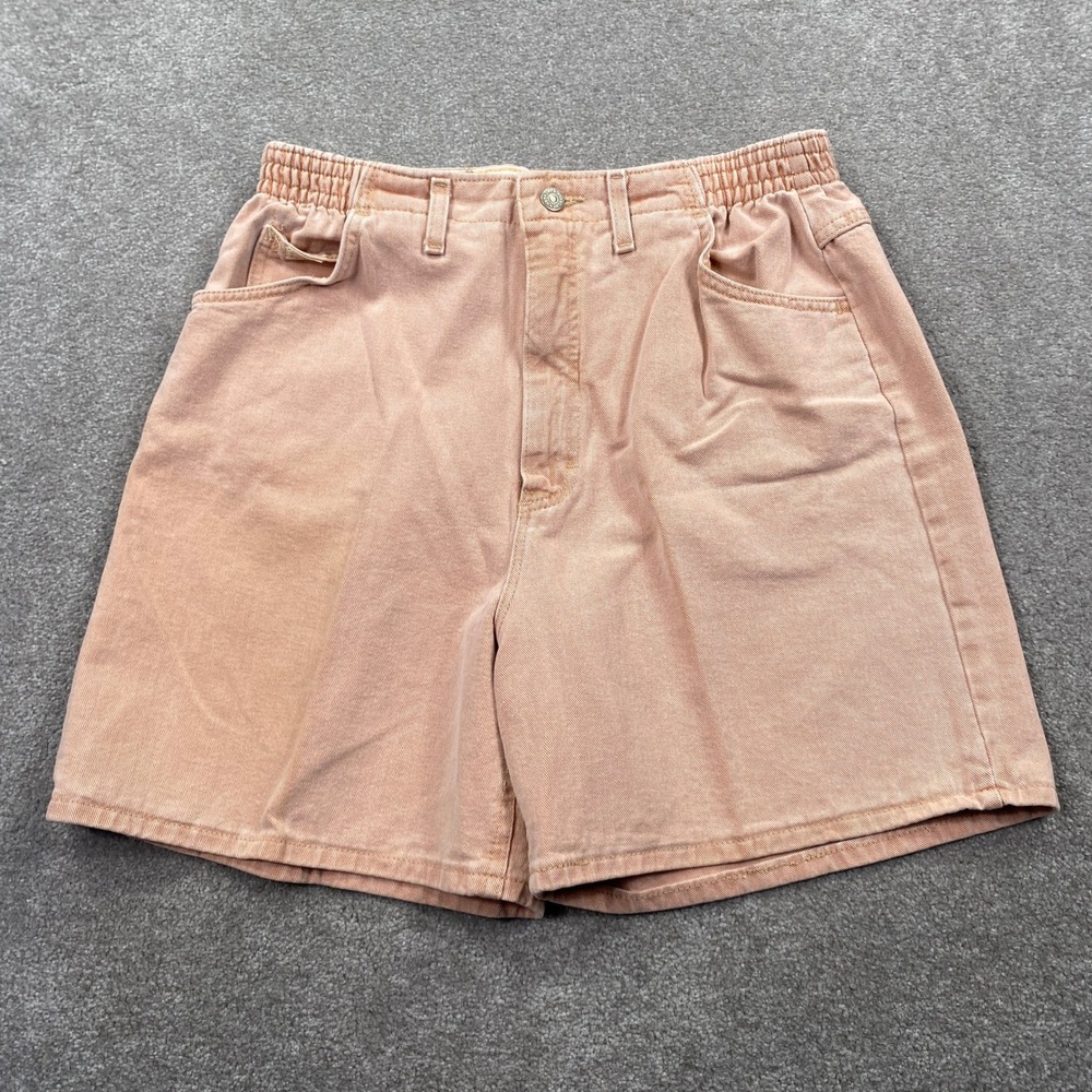 Lee Denim Shorts Womens 16 PET Peach High Rise Elastic Waist Vintage Made in USA